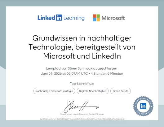 Grundwissen in nachhaltiger Technologie, bereitgestellt von Microsoft und LinkedIn